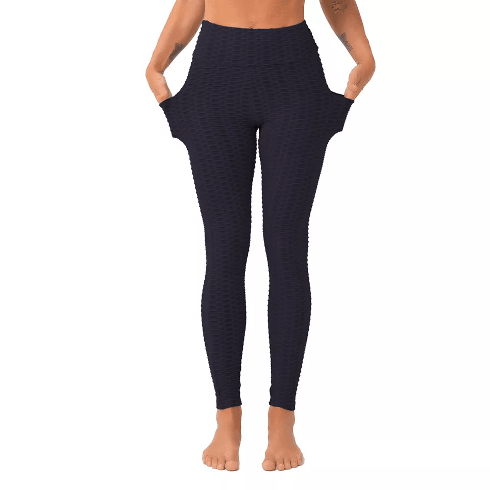 Womens Anti Cellulite Butt Lifting High Waist Yoga Leggings With Pocket Pants For Workout  Fitness 2