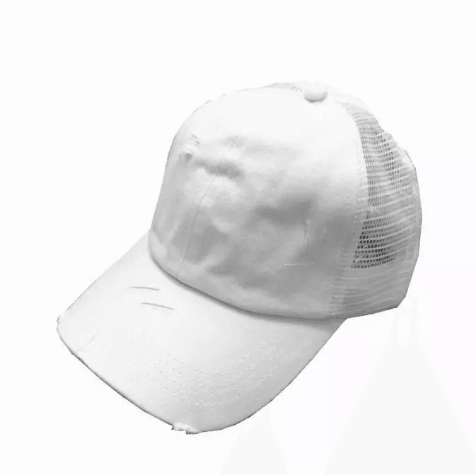 Plain Adjustable Mesh Back Ponytail Baseball Cap Polo Style Cotton Distressed Mesh Caps 3