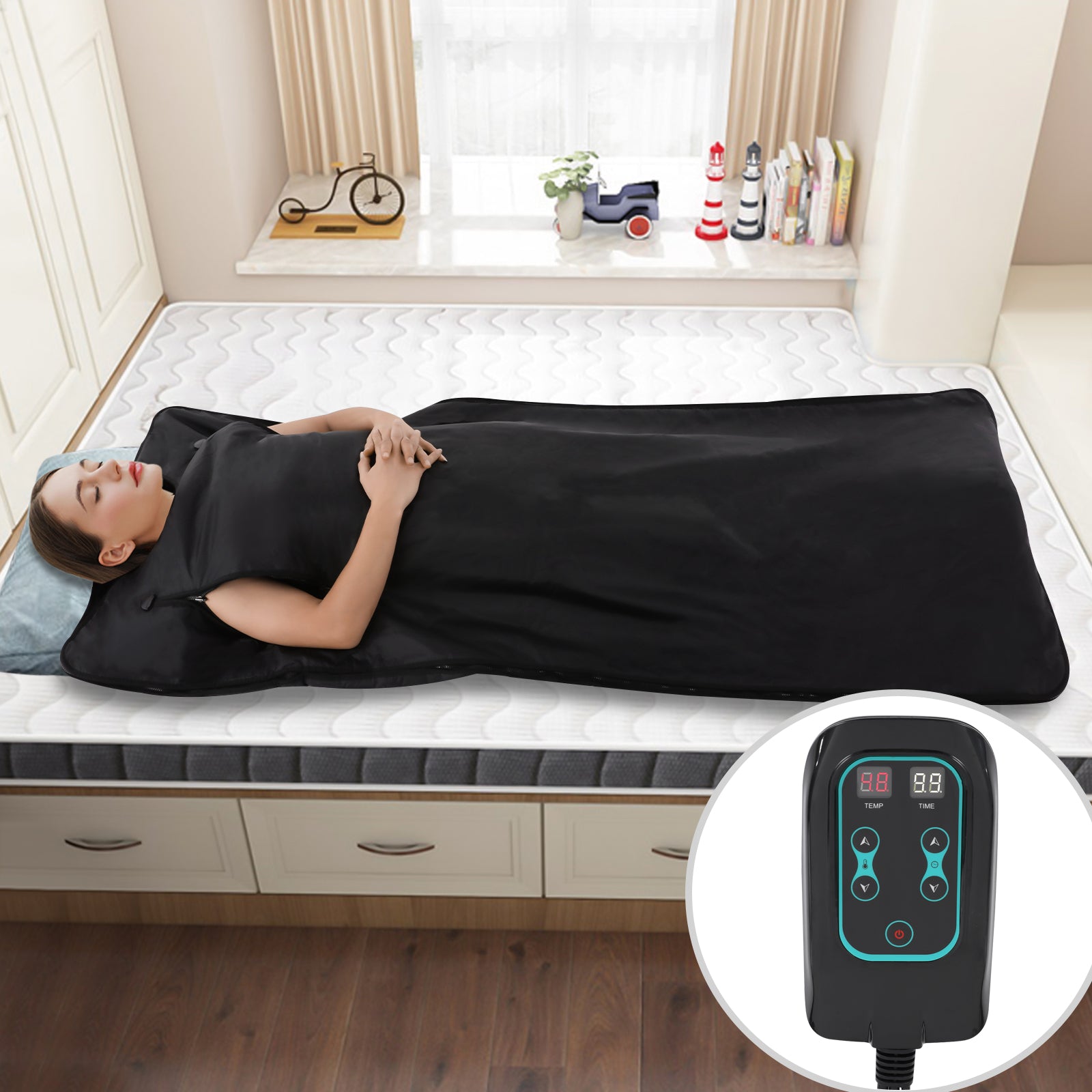 Portable Infrared Sauna Blanket for Detox & Relaxation Adjustable Heat Therapy & Timer