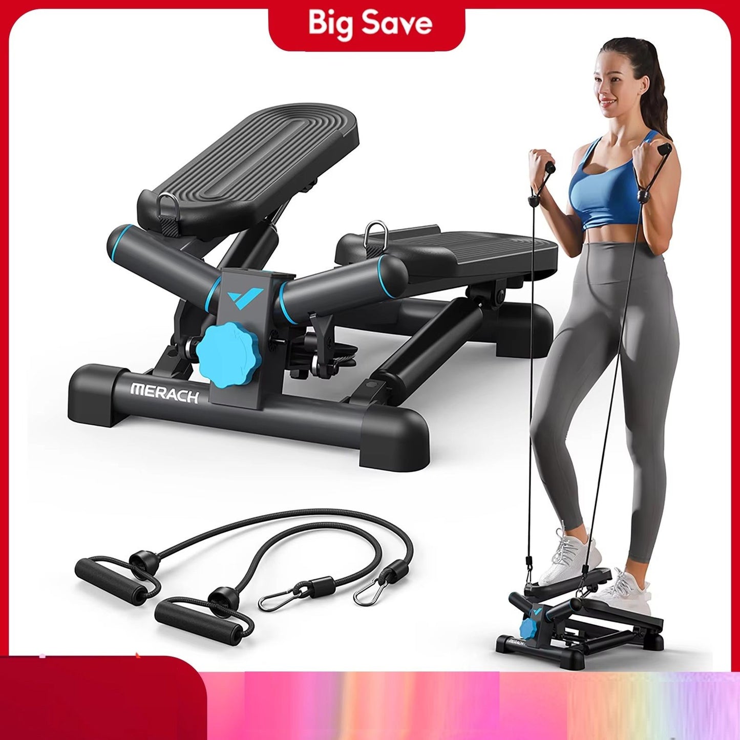 Mini Exercise Stepper with Resistance Bands,330lb Capacity Twist Stepper for Home Cardio,Full Body Workout & Fat Burning