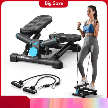 Mini Exercise Stepper with Resistance Bands,330lb Capacity Twist Stepper for Home Cardio,Full Body Workout & Fat Burning