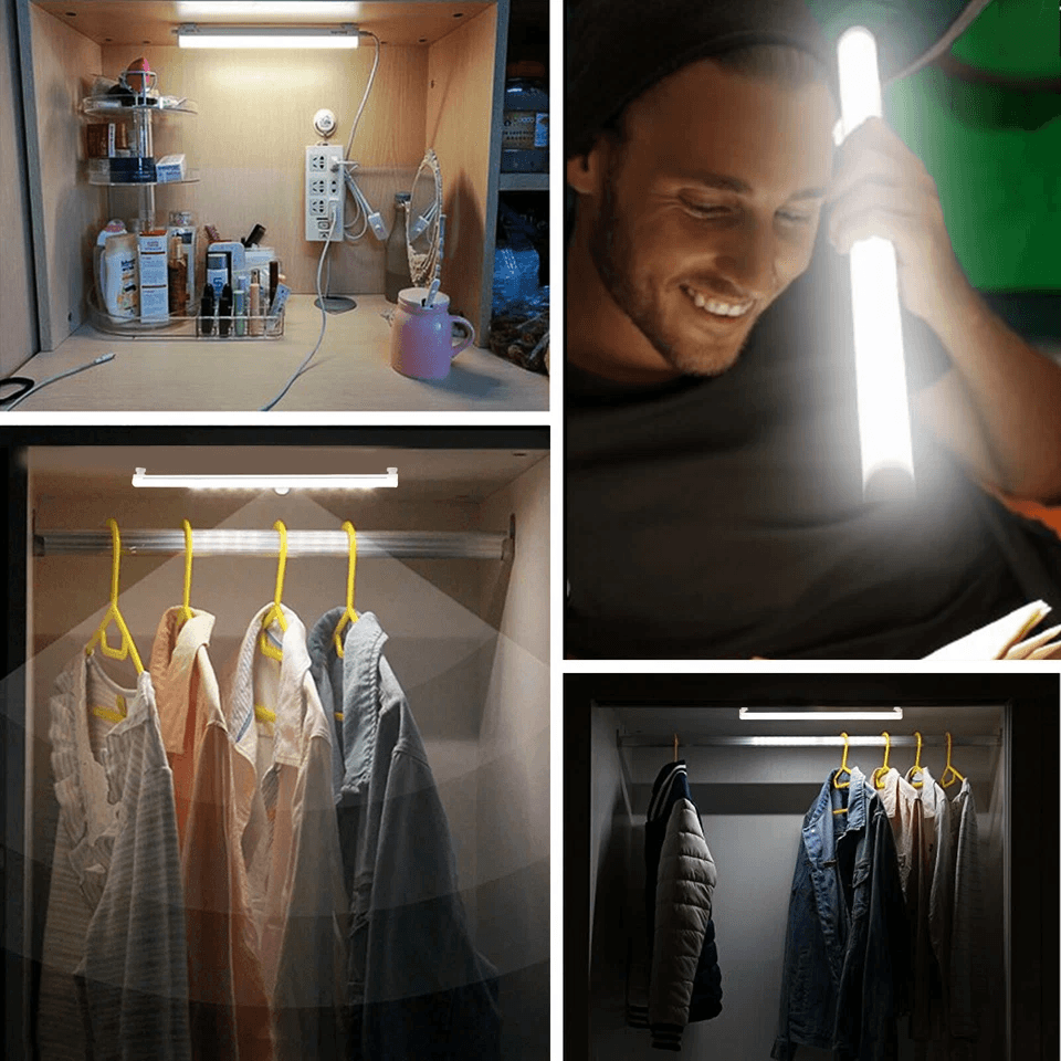 USB LED Light Lamp Kit For Kitchen Under Cabinet Closet Shelf Magnetic StickOn Lighting Strip Bar F 3