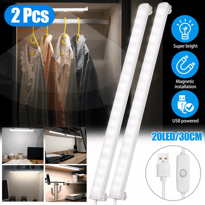 USB LED Light Lamp Kit for Kitchen Under Cabinet Closet Shelf, Magnetic Stick-On Lighting Strip Bar for Home, Office