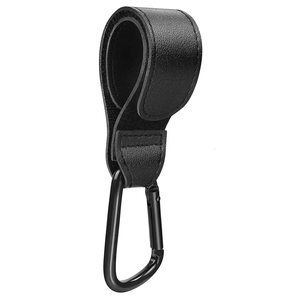 Leather Metal Baby Stroller Hook Clip Hanger Anti Slip Carabiner Spring Clip Heavy Duty Bag Holder  8