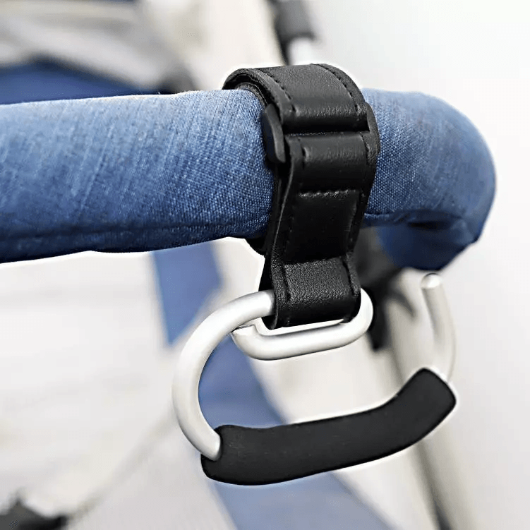 Leather Metal Baby Stroller Hook Clip Hanger Anti Slip Carabiner Spring Clip Heavy Duty Bag Holder  3