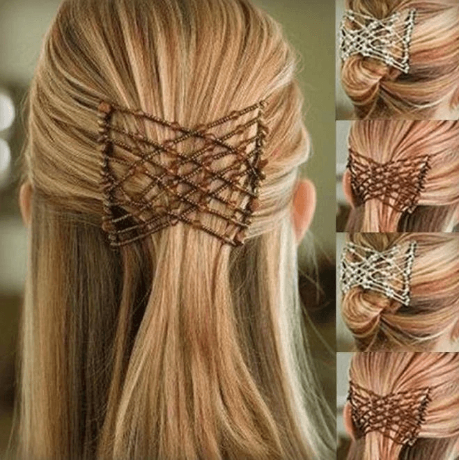 Women Elastic Beads Banana Clip Hairpin Stretch Magic Hair Comb Clip Accessories for Stylish Hair Styling and Secure