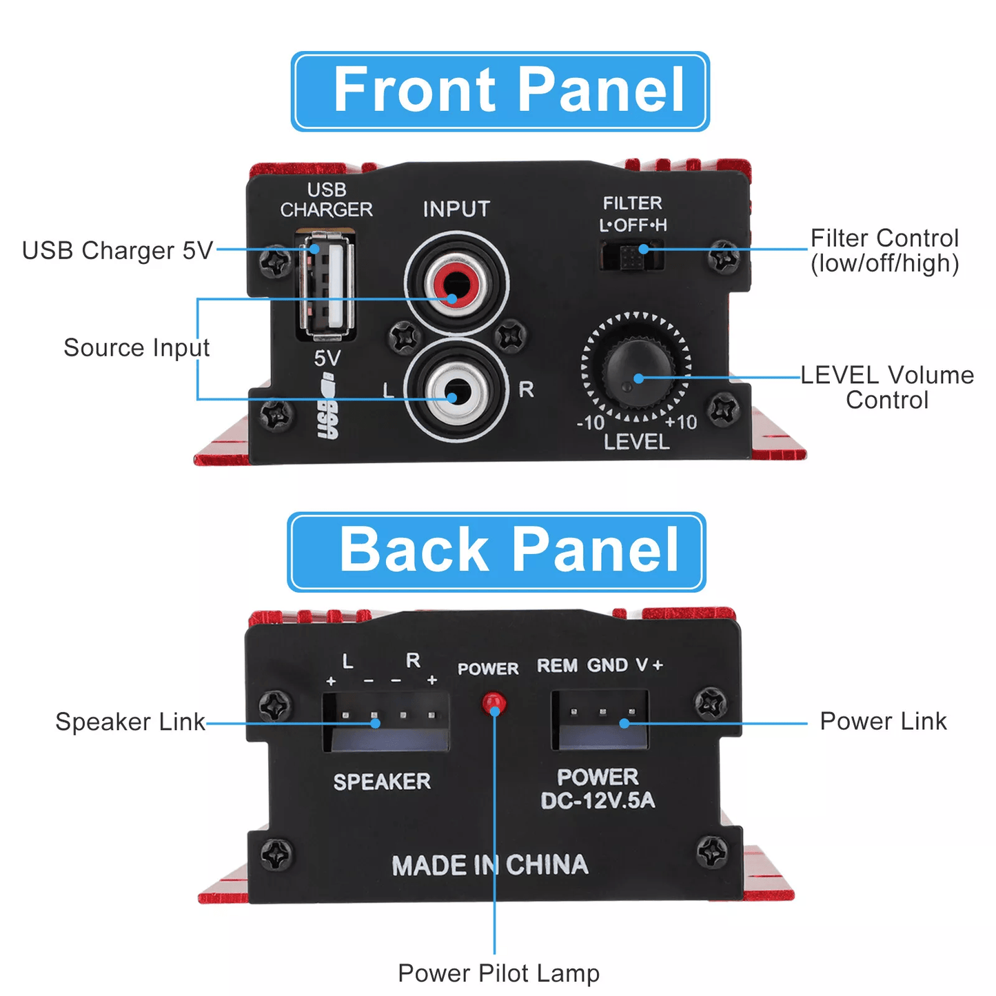 Stereo Power Amplifier Bass Audio Amp For Car  Home Use 3