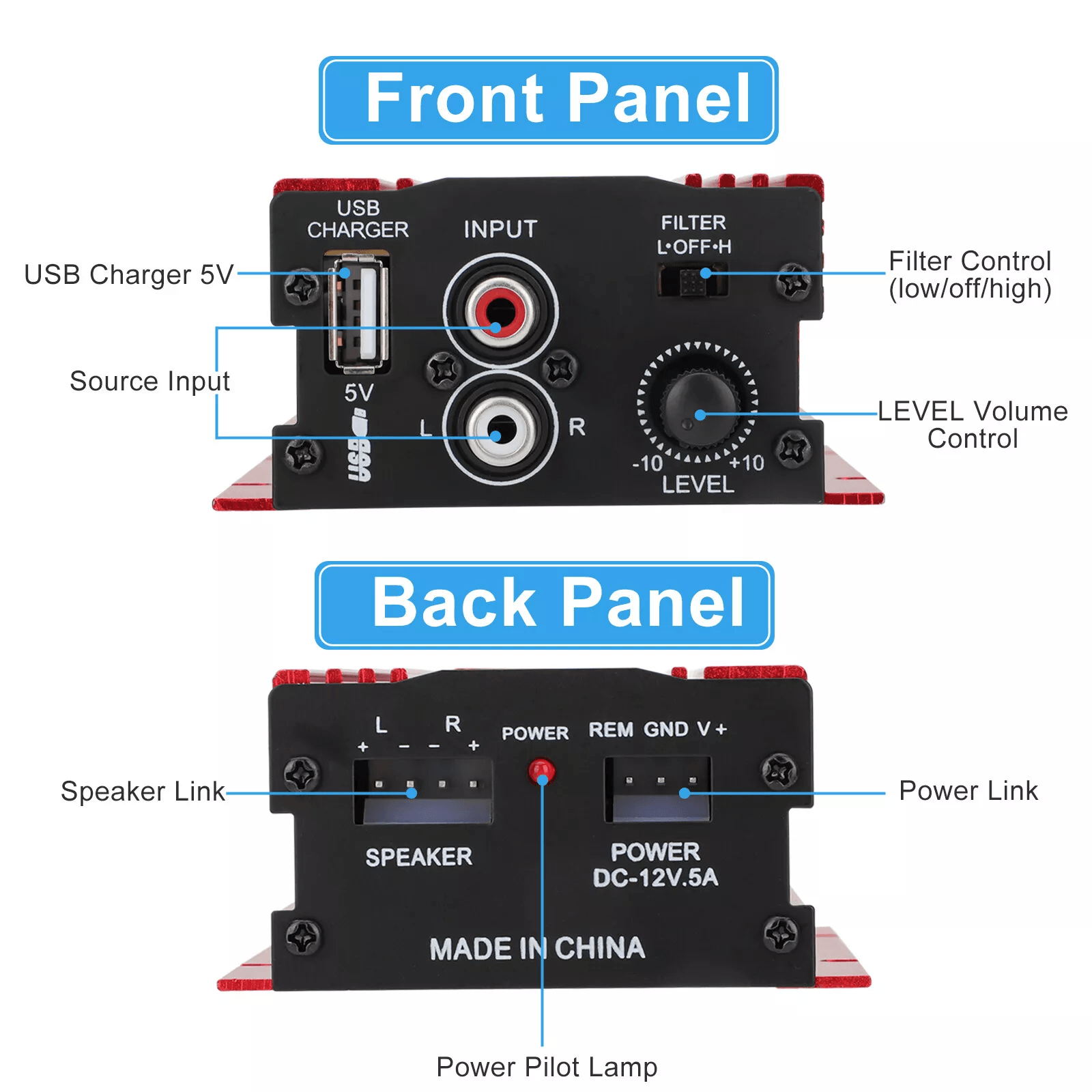 Stereo Power Amplifier Bass Audio Amp For Car  Home Use 3