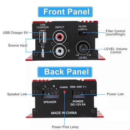 Stereo Power Amplifier Bass Audio Amp For Car  Home Use 3