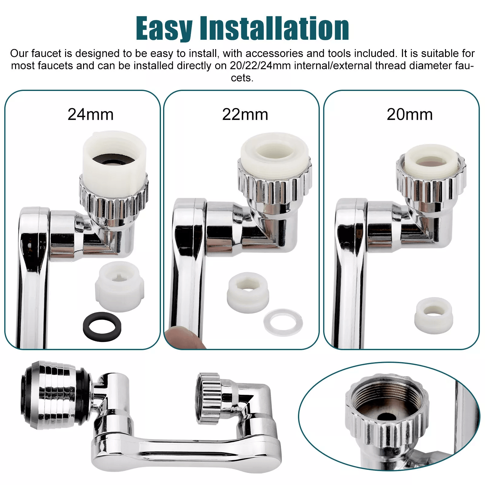 Universal Swivel Extension Faucet Robotic Arm Rotate Tap Extenders For Kitchen And Bathroom 3