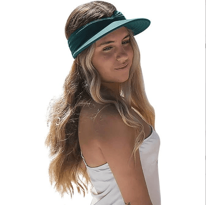 Stretchable Women Turban Sun Visor Hat For Sports Golf Hijab Wide Brim Ponytail Cap UV Protection F 1