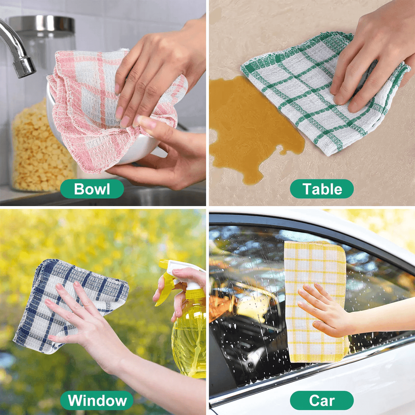 Kitchen Dish Cloths Cotton Super Absorbent Cleaning Towels  Washing Rags Set 3