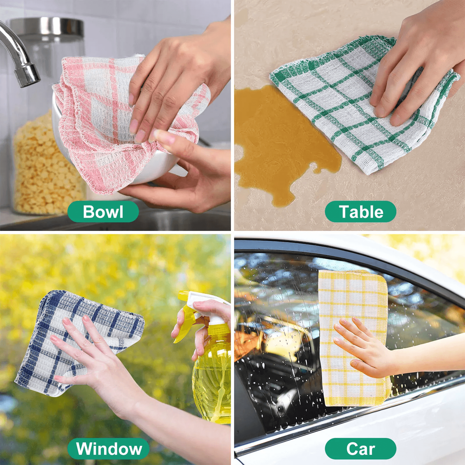 Kitchen Dish Cloths Cotton Super Absorbent Cleaning Towels  Washing Rags Set 3