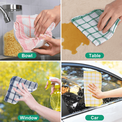 Kitchen Dish Cloths Cotton Super Absorbent Cleaning Towels  Washing Rags Set 3