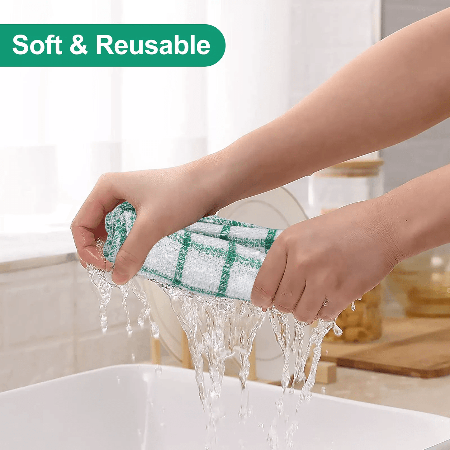 Kitchen Dish Cloths Cotton Super Absorbent Cleaning Towels  Washing Rags Set 1