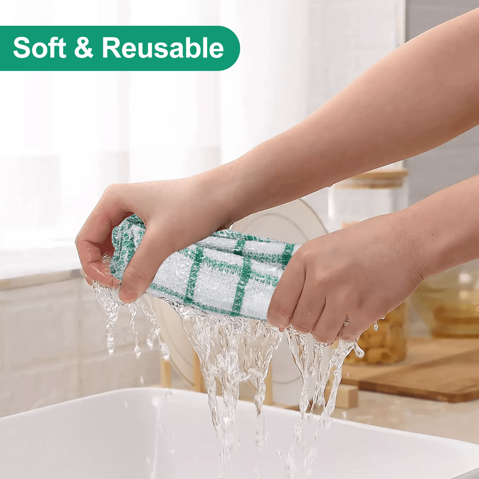 Kitchen Dish Cloths Cotton Super Absorbent Cleaning Towels  Washing Rags Set 1