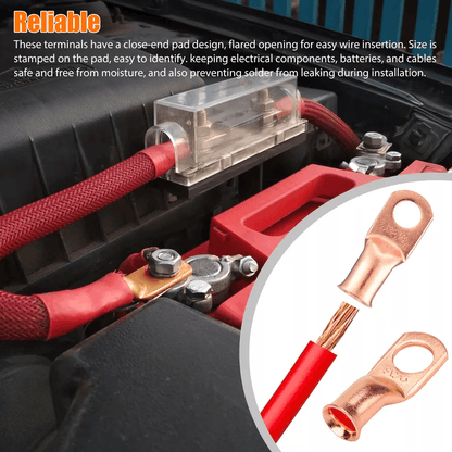 AWG Gauge Copper Lugs With BLACK  RED Heat Shrink End Ring Terminals Wire Connectors Kit 1
