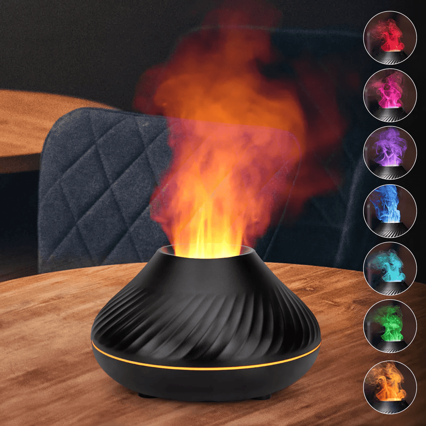 Fire Flame Aroma Diffuser, Essential Oil Air Humidifier with LED Aromatherapy Mist
