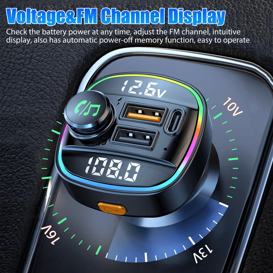 Wireless FM Transmitter Adapter With USB PD Charger  HandsFree AUX 2