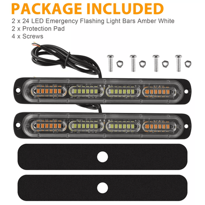 AmberWhite LED Car Truck Warning Hazard Flashing Beacon Strobe Light Bar LED UltraBright Grille Lig 8