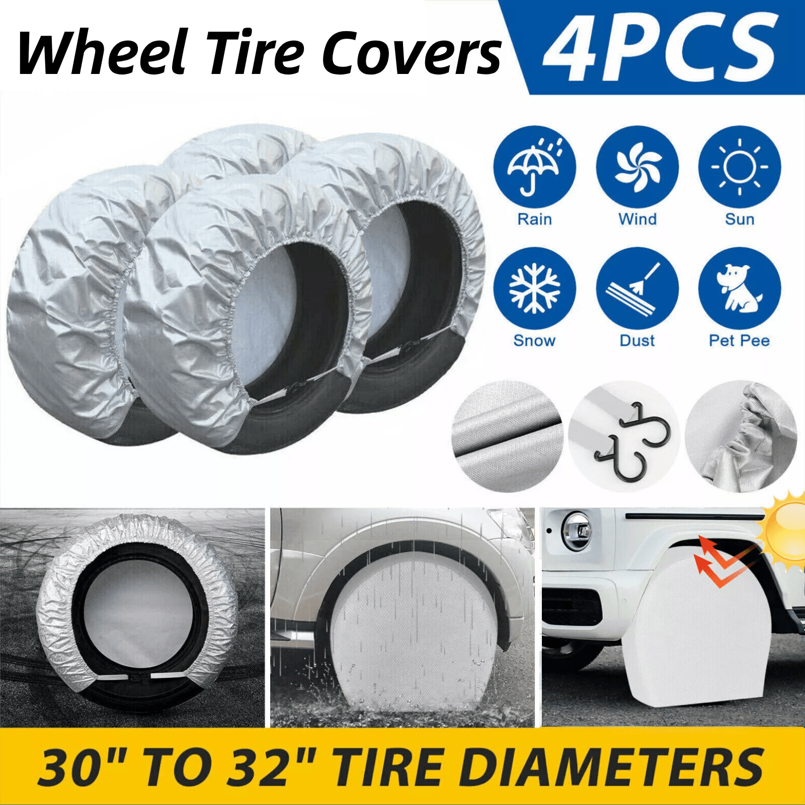 Waterproof Tire Covers for RV, Trailer, Camper, UV Protection for Tires