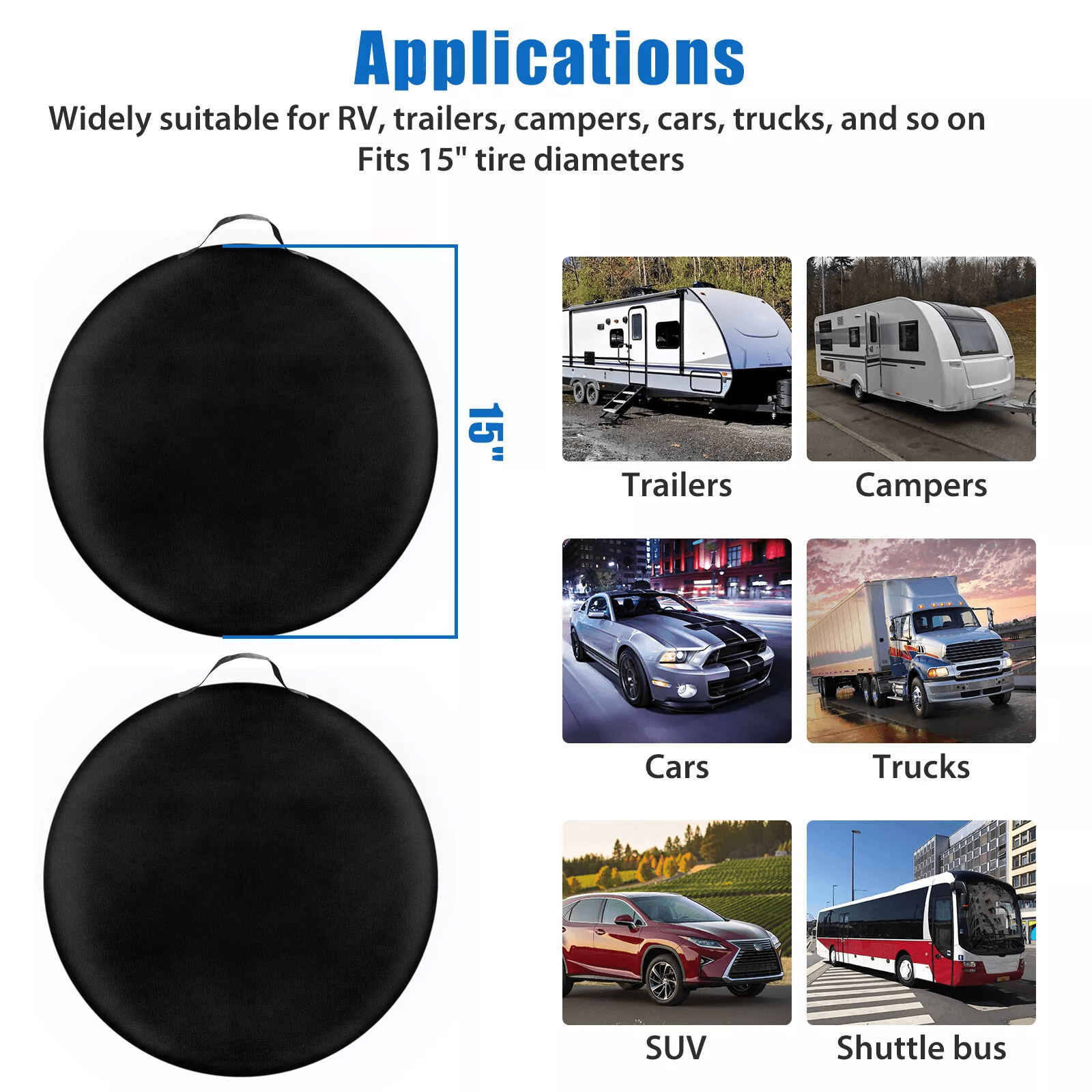 Universal Black Spare Tire Cover Weatherproof Tyre Protector For Sun  Rain 5