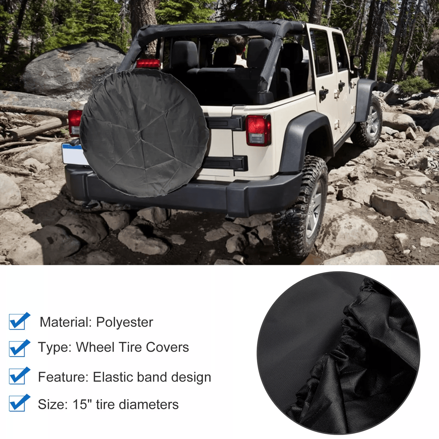 Universal Black Spare Tire Cover Weatherproof Tyre Protector For Sun  Rain 4