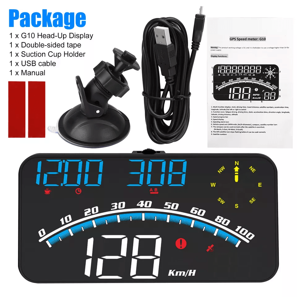 Universal Digital Speedometer GPS Car HUD Head Up Display Screen MPH Overspeed Alarm Plug And Play  6