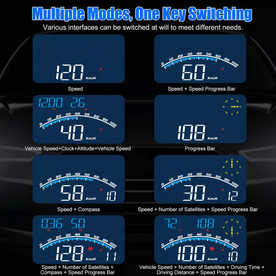 Universal Digital Speedometer GPS Car HUD Head Up Display Screen MPH Overspeed Alarm Plug And Play  10