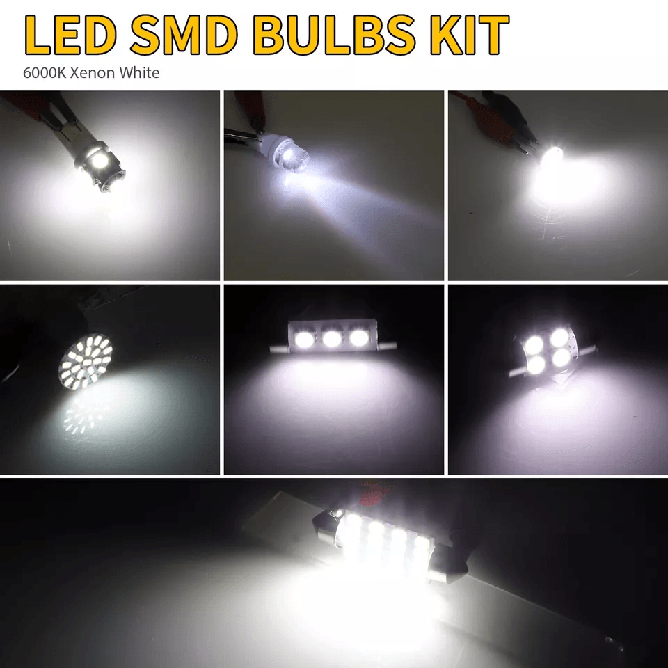 Car Interior Combo LED Map Dome Door Trunk License Plate Light Bulbs White SMD Kit For Universal Ve 2