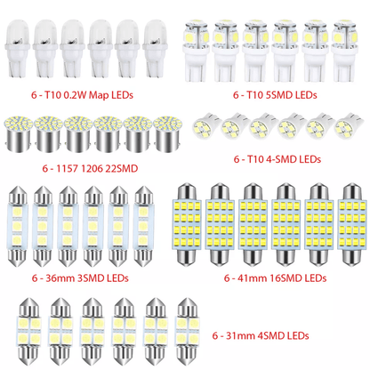 Car Interior Combo LED Map Dome Door Trunk License Plate Light Bulbs White SMD Kit For Universal Ve 1