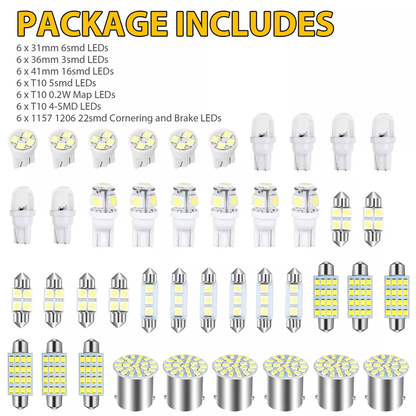 Car Interior Combo LED Map Dome Door Trunk License Plate Light Bulbs White SMD Kit For Universal Ve 8