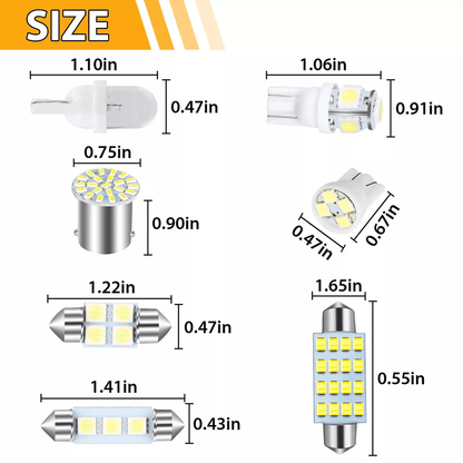 Car Interior Combo LED Map Dome Door Trunk License Plate Light Bulbs White SMD Kit For Universal Ve 7