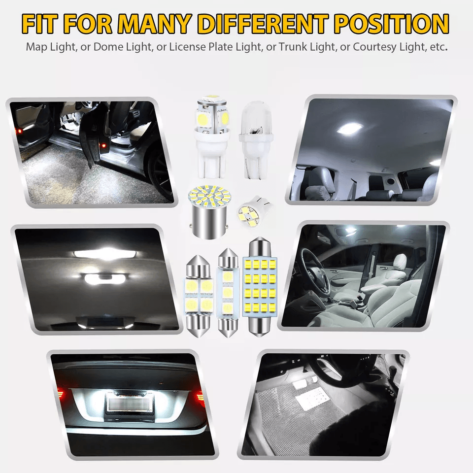 Car Interior Combo LED Map Dome Door Trunk License Plate Light Bulbs White SMD Kit For Universal Ve 6