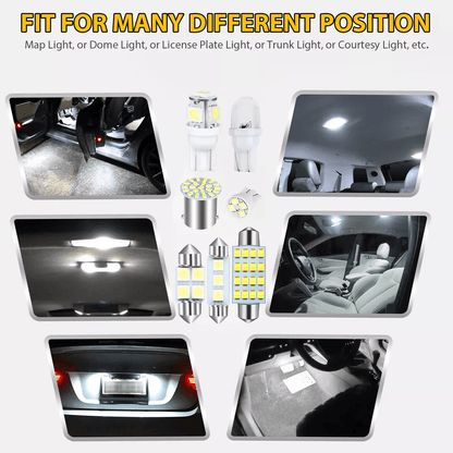 Car Interior Combo LED Map Dome Door Trunk License Plate Light Bulbs White SMD Kit For Universal Ve 6