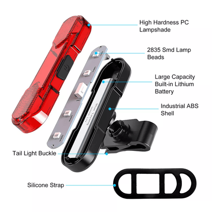 USB Rechargeable LED Bike Tail Light Waterproof Bicycle Safety Rear Lamp For Cycling 4