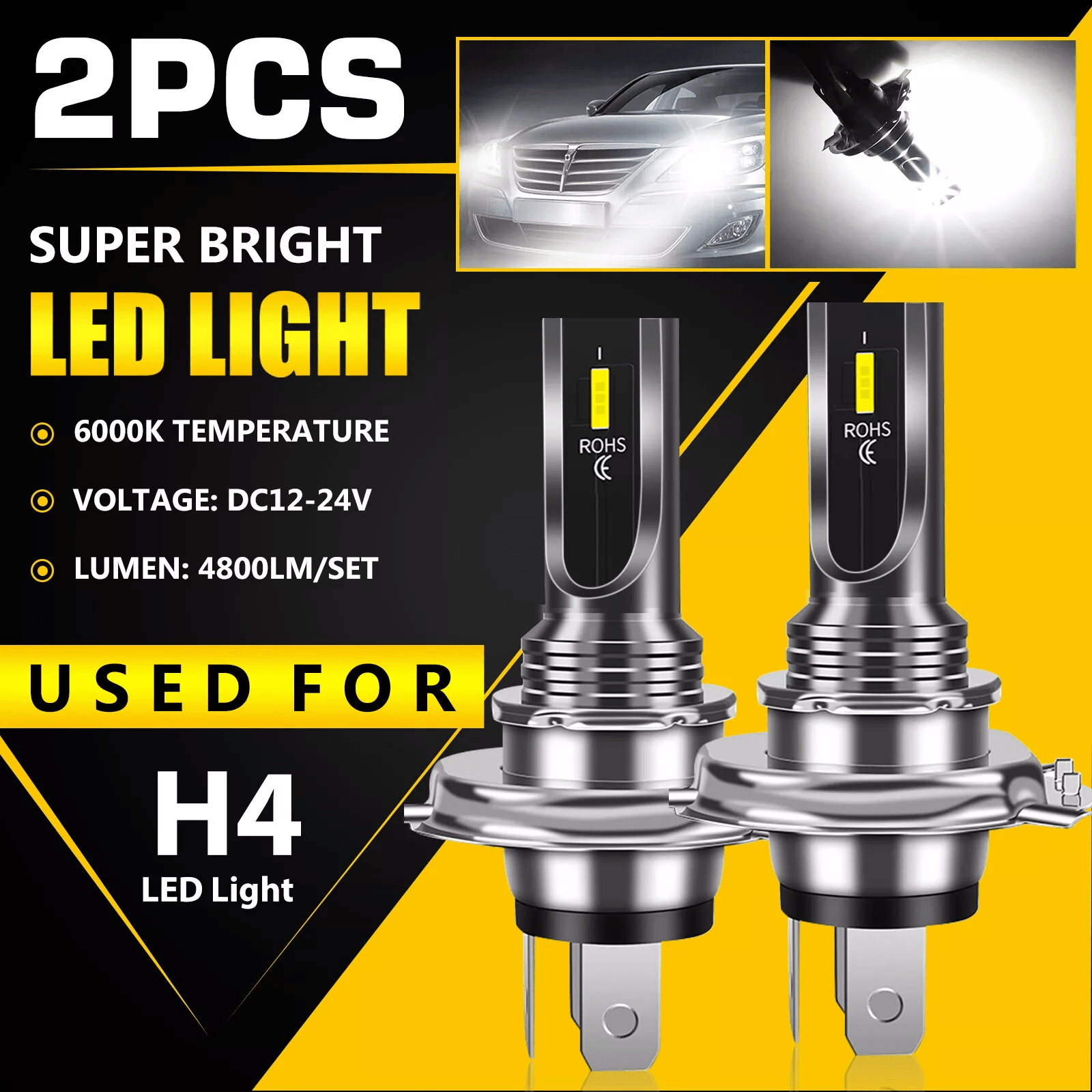 High Power LED Fog Light Bulb Super White. Driving Lamps, Waterproof, Quick Plug and Play Installation for Vehicles