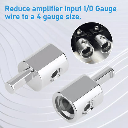 Pair Car Audio Power Ground 10 Gauge To 4 Gauge Amp Input Reducers Wire Adapter Connector 2