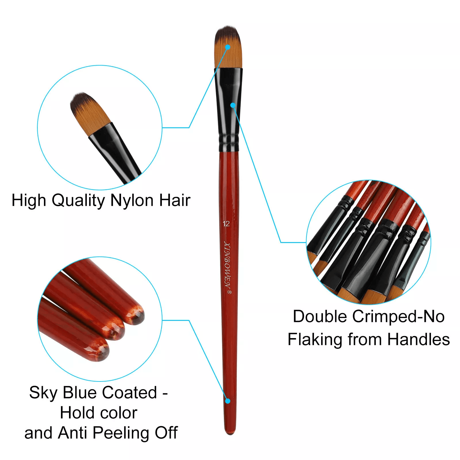 Paint Brushes Set Art Supplies For Acrylic Oil Watercolor  Detail Painting HighQuality Taklon Nylon 2