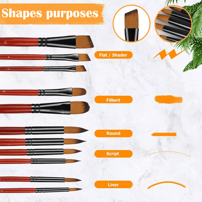 Paint Brushes Set Art Supplies For Acrylic Oil Watercolor  Detail Painting HighQuality Taklon Nylon 1