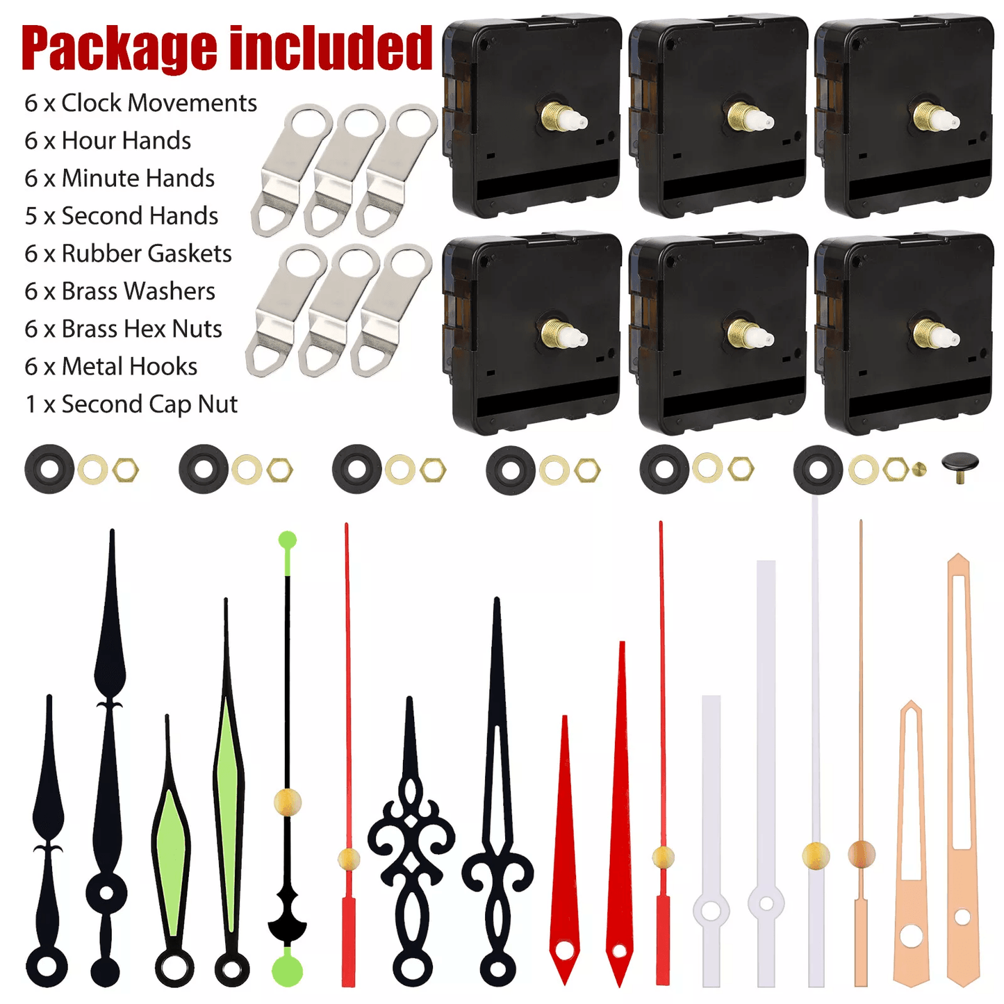 6PCS DIY Wall Quartz Clock Movement Mechanism Kit  Repair Tool Parts For Replacement 0