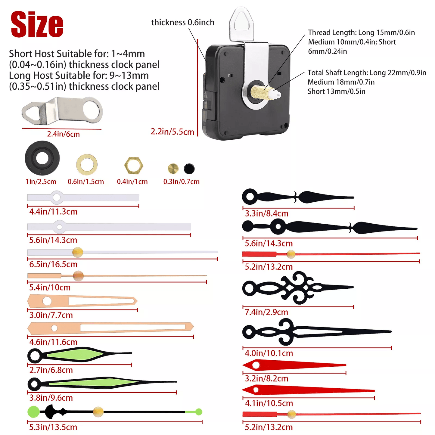 6PCS DIY Wall Quartz Clock Movement Mechanism Kit  Repair Tool Parts For Replacement 2