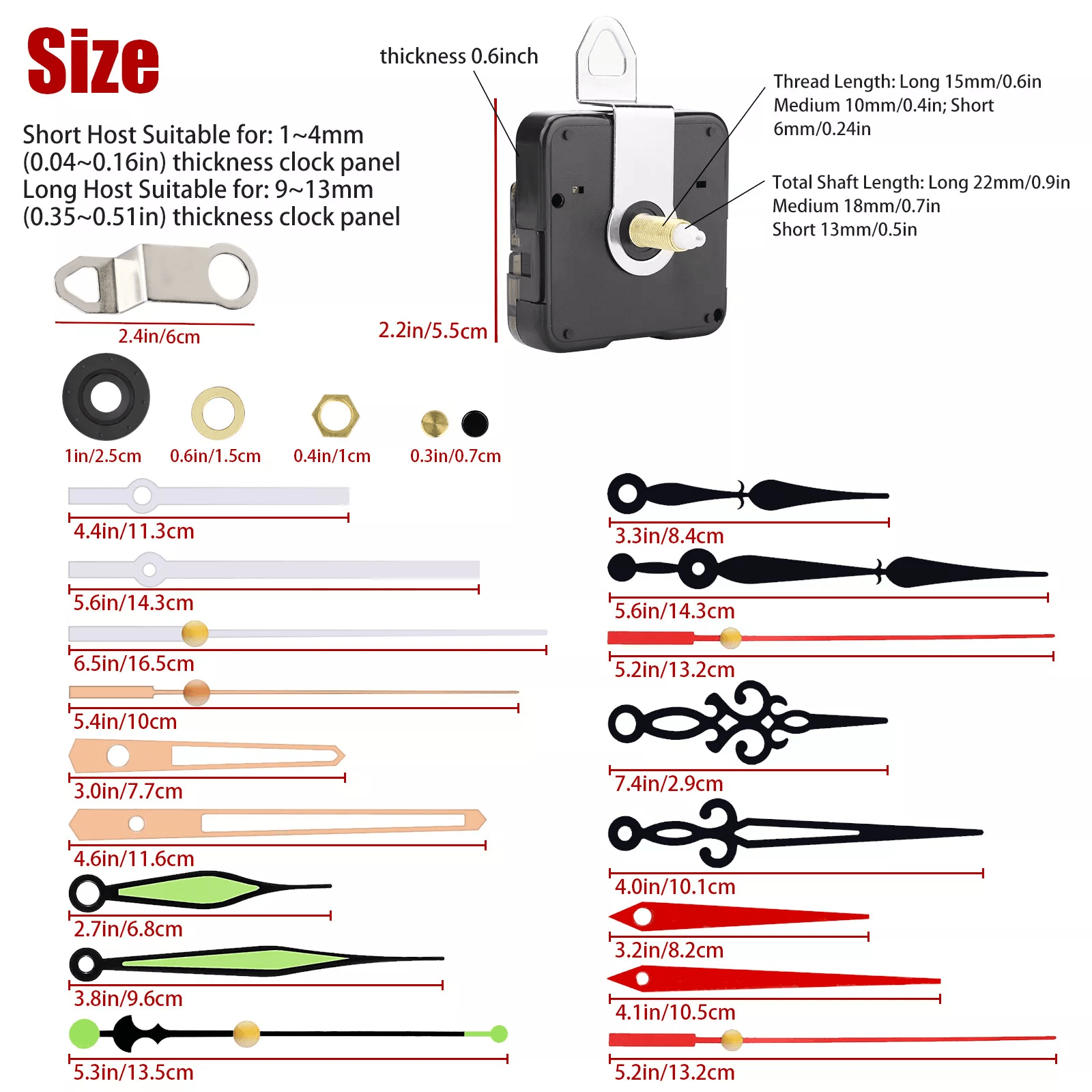 6PCS DIY Wall Quartz Clock Movement Mechanism Kit  Repair Tool Parts For Replacement 2
