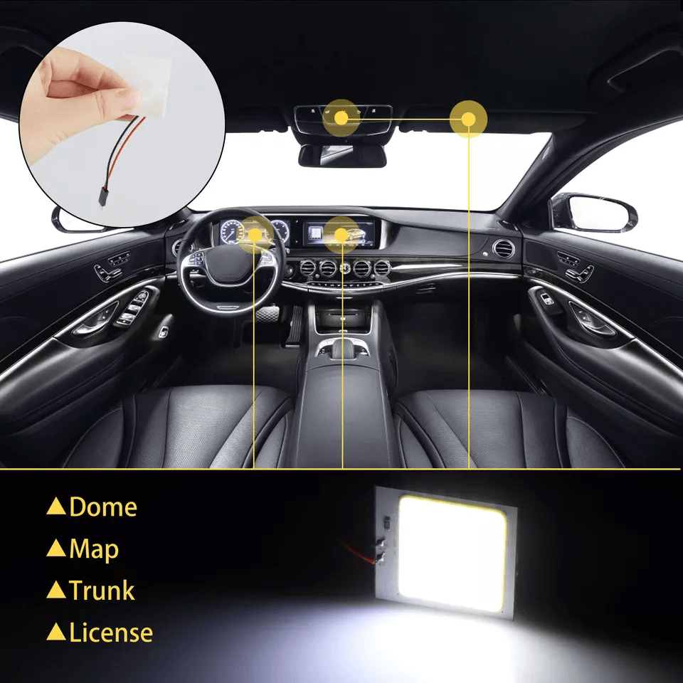 COB White LED Panel Light For Car Festoon Interior Dome And Map Light Bulbs SelfAdhesive Car Roof R 1