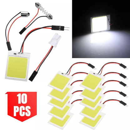 COB White LED Panel Light for Car, Festoon Interior Dome and Map Light Bulbs, Self-Adhesive Car Roof Reading Lamp Kit