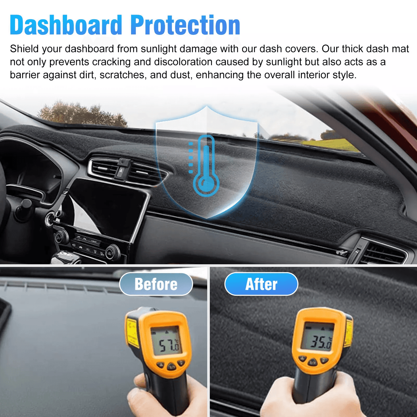 Dash Cover Mat Black Dashboard Pad Protector 3