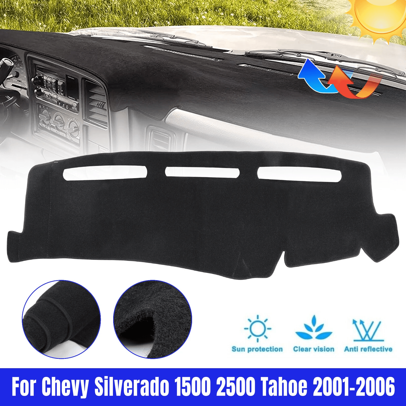Dash Cover Mat Black Dashboard Pad Protector 1