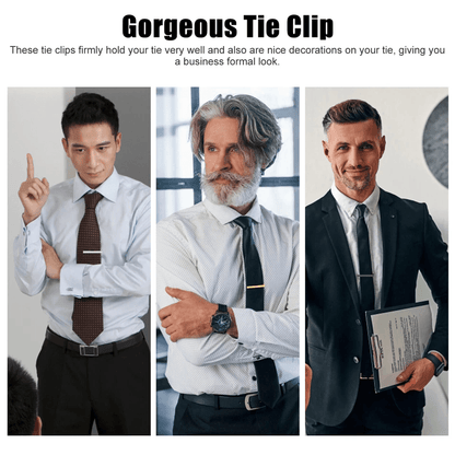Elegant Tie Clips For Men Metal Necktie Bar Pinch Clasps Wedding  Party Gift Set 2