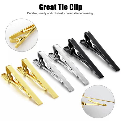Elegant Tie Clips For Men Metal Necktie Bar Pinch Clasps Wedding  Party Gift Set 1