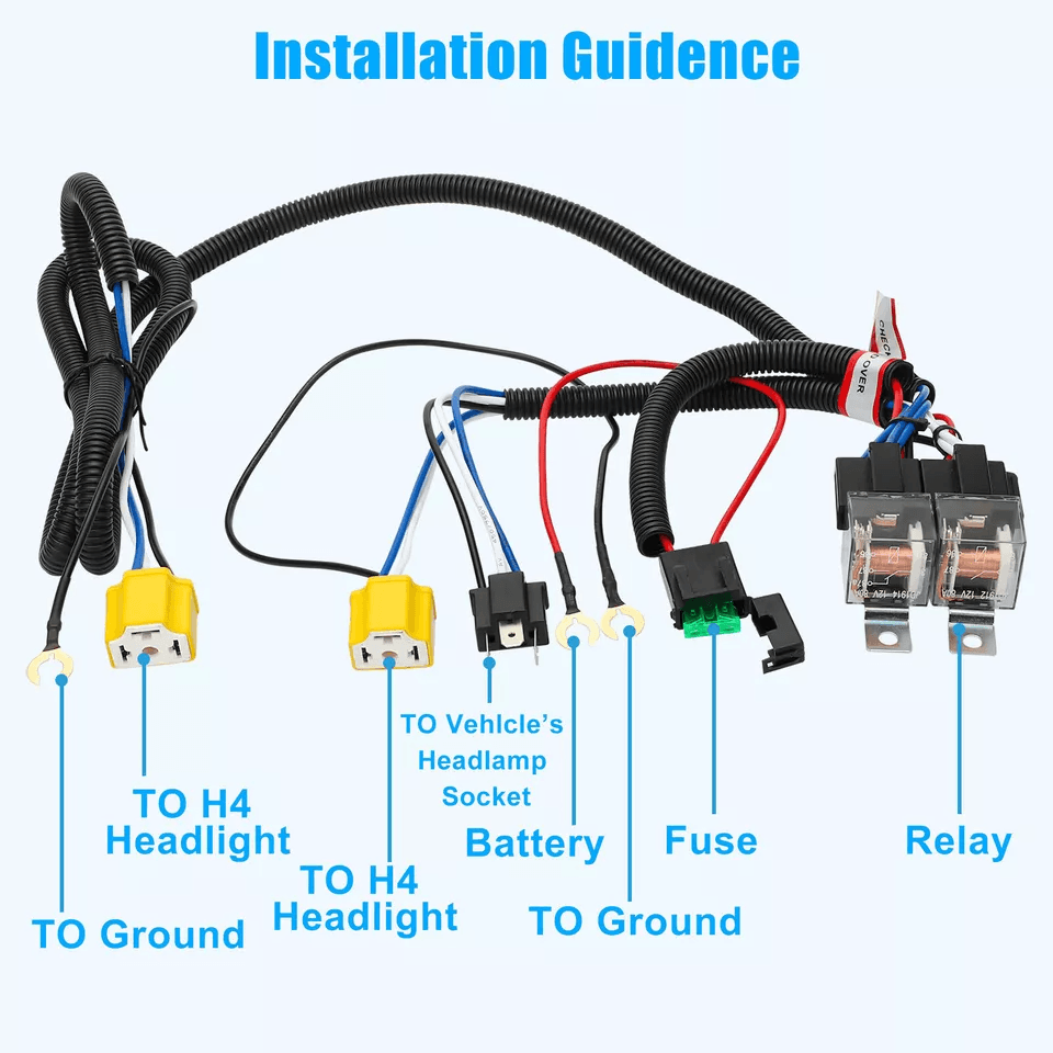 LED Headlight Relay Wiring Harness Kit 2
